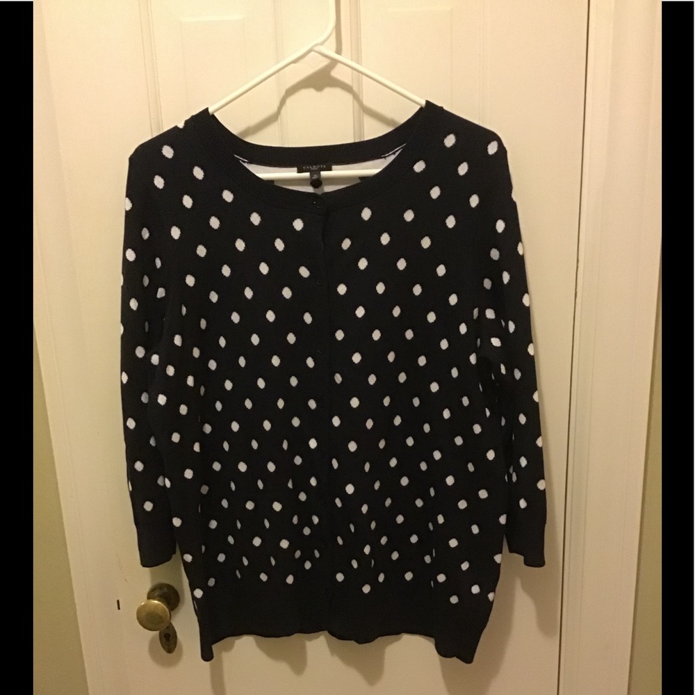 Talbots navy blue polka dot cardigan size 1x